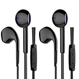 Earbuds with Mic, Mxstudio 2 Pack Earphones Wired Headphones with Microphone Fits for iPhone iPod iPad Samsung Galaxy and Android