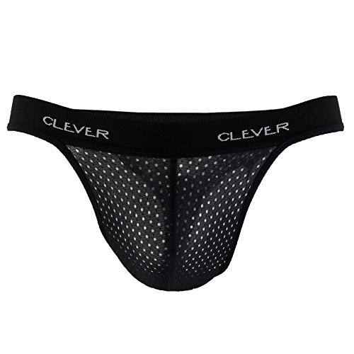 Clever Men's Mesh Thong, Black, X-Large