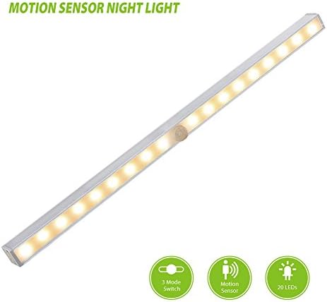Under Cabinet Lights , Derlson Wireless LED Motion Sensor Light, Motion Activated Night Light for Stair, Path,Closet, Garage [1 Pack, Warm Soft Light]