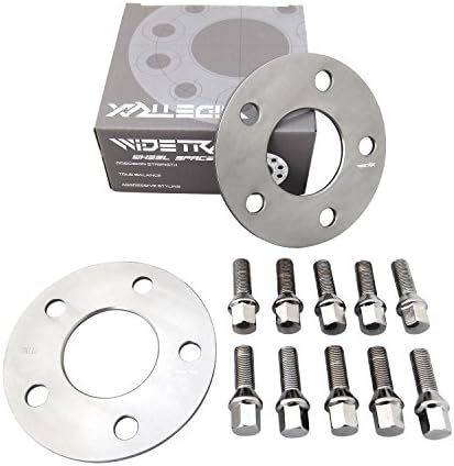WIDETRAX 2pc 5mm 5x112 Wheel Spacers Kit 14x1.5 Cone Seat Lug Bolts Included Hub Centric Titanium Finish 6061 T6 Billet Aluminum For AUDI MERCEDES BENZ (1 Pair) by Rugged TUFF