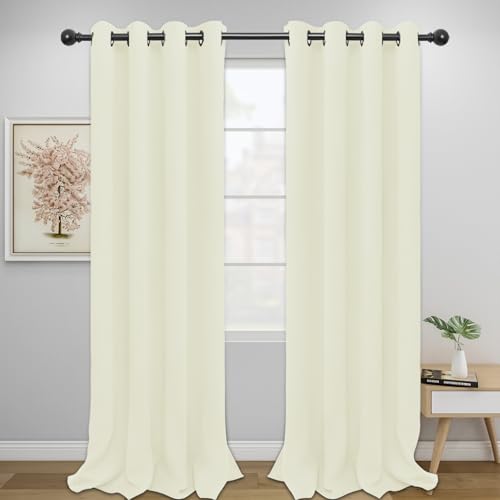 Easy-Going Verduisterende gordijnen voor slaapkamer, solide thermisch geïsoleerde doorvoertule en geluidsdempende raamgordijnen, kamerverduisterende gordijnen voor woonkamer, 2 panelen (52 x 96 inch