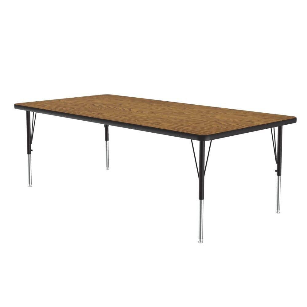 Photo 1 of (see images for damage) Correll 36"x72" Rectangular Classroom Activity Table, Height Adjustable (19"-29"), Medium Oak Durable Thermal Fused Laminate, School Furniture, Made in The USA