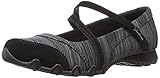 Skechers Women's Bikers-Ripples Mary Jane Flat, Black Knit, 8.5 M US