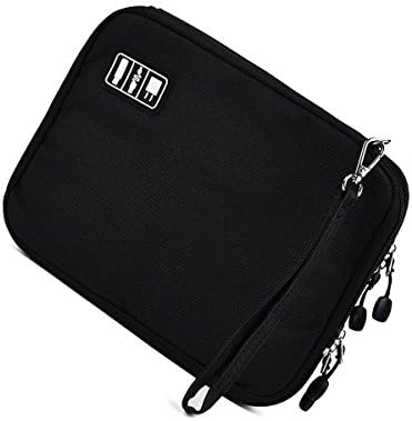 Travel Organizer, EQONE Universal Travel Gear Organizer/Electronics Accessories Bag/Cable Bag/USB Drive Shuttle Case (Large Double layer black)