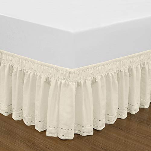 QSY Home Wrap Around Elastic Eyelet Bed Skirts 14 1/2 Inches Drop Dust
