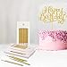 Norme Birthday Cake Candles Metallic Gold Tall Thin Candles Slow Burning Candles in Holder, Gold Glitter Cake Topper Set (24 Pieces Birthday Candles)