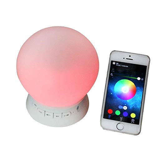 VR-robot Bluetooth LED Night light, Multicolor Smart Silicone Mushroom Touch Lamp,TF Card, Play Music,Phone Calls. Great for nightstand, Babies Room, Camping, Boating, Yoga Usage, App Control(White) - Thumbnail 7
