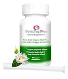 Boric Acid Vaginal Suppositories with Organic Aloe Vera, Apple Cider Vinegar and Probiotics | Applicator Included | No Fillers or Artificial Ingredients - Made in USA | BoricVag Plus | (30)