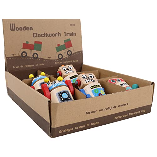 Planet aus Holz – Pack mit 12 Laufrobotern – FSC – 030168PA – 12 Teile – Mehrfarbig – Holz – Spiel für Kinder – Erholung – Kermesse – zum Sammeln – 9 cm x 5 cm – ab 3 Jahren