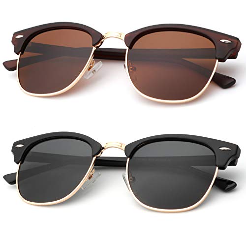 KALIYADI Polarized Sunglasses for Men and Women SemiRimless Frame