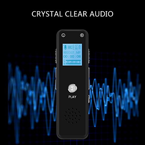 Digital Voice Recorder 8GB Audio Sound Recorder with Microphone for Meeting Lectures, Portable Voice Activated USB Dictaphone with MP3 Player Password Protecion Playback(Black, Mini) - Thumbnail 2