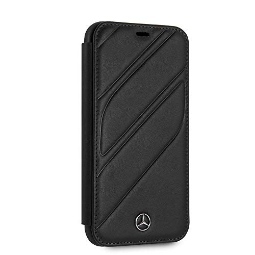 Mercedes-Benz Phone Case for iPhone XR in Black Organic Collection, Real Leather Protective & Durable Wallet Case with Accessible Ports, Shock Absorption & Signature Logo
