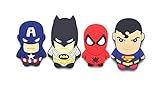 Finex - Set of 4 LARGE - Superheroes Refrigerator Magnets Fridge Magnet Set for Locker - Captain America Spiderman Superman Batman