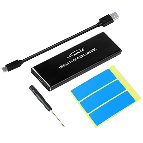 XT-XINTE NVMe PCIE USB3.1 HDD Enclosure M.2 to USB Type C 3.1 M Key SSD Hard Disk Drive Case External Mobile Box (Black)