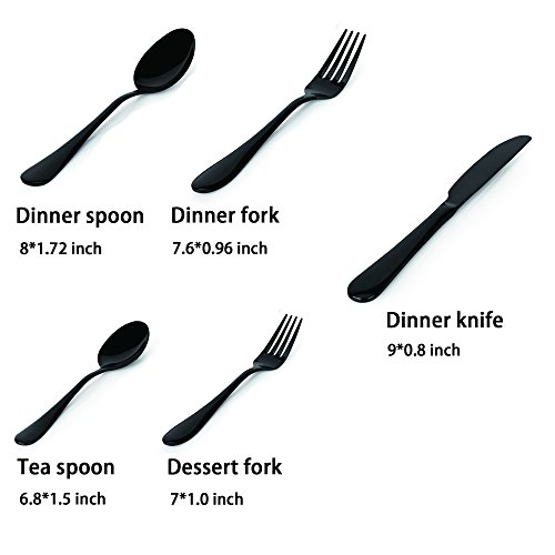 Stainless Steel black Silverware Set,30-Piece Flatware Set Suitable for Families, Kitchens, Hotels or Restaurants - Service for 6 (Mirror Black) - Thumbnail 2