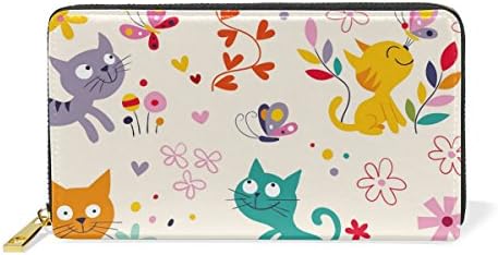 Genuine Leather Zipper Clutch Wallets Coin Diy Cartoon Cat Purse for Girl Wowen