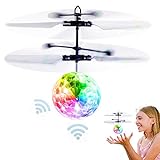 RC Flying Ball Toys Infrared Induction Drone Hand Control Helicopter with Shining LED Lights Disco USB Rechargeable Fun Novelty Toys for Kids Teenagers Indoor and Outdoor Games (A)