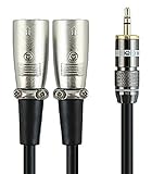 [35wcf-2] Hq 3.5mm (1/8 Inch) TRS to Dual Xlr3 Male Female Stereo Breakout Unbalanced Cable 6.56feet/2meters