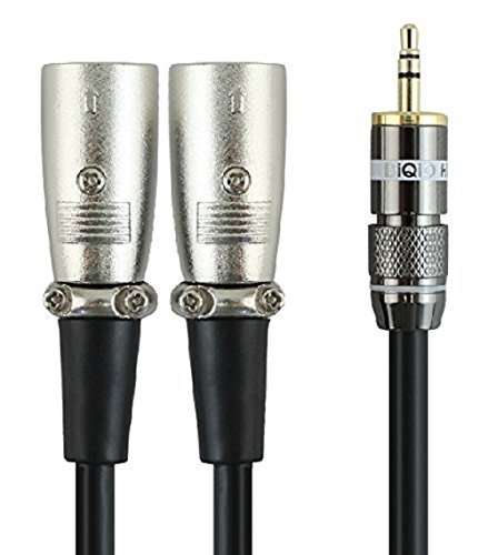 [35wcf-2] Hq 3.5mm (1/8 Inch) TRS to Dual Xlr3 Male Female Stereo Breakout Unbalanced Cable 6.56feet/2meters