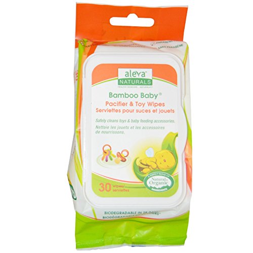 Aleva Naturals Bamboo Baby Pacifier and Toy Wipes with Natural and Organic Ingredients, 30 Wipes (5.9x7.9 in.,15 x 20cm) (Pack of 2)