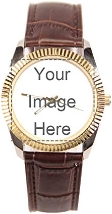 Custom Personalized Photo or Text Designable Men's Brown Leather Watch