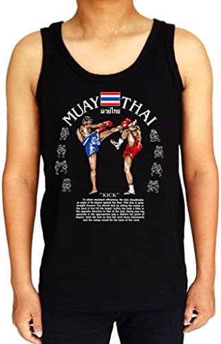 EmoBug Muay Thai Boxing Kick Logo Men's Tees T-Shirt Tank Top Large Black