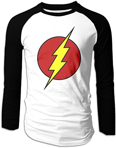 Mens The Super Hero Flash Logo Long Sleeve Raglan Baseball T-shirts