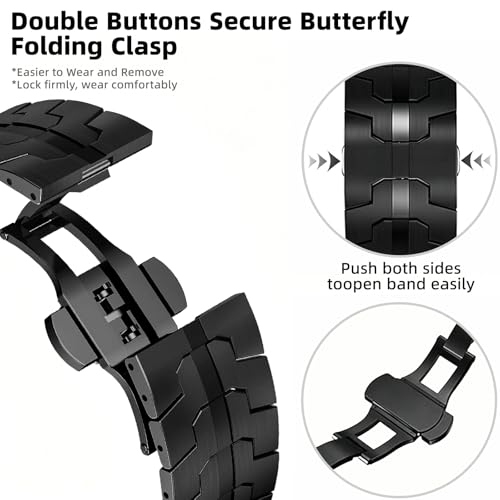 Titanium Strap for Garmin Fenix 8 47mm/Fenix 7/Fenix 7 Pro/Fenix 6/Fenix 6 Pro/Fenix 5, Quickfit 22mm Titanium Strap with Butterfly Clasp for Forerunner 965/955/945/935