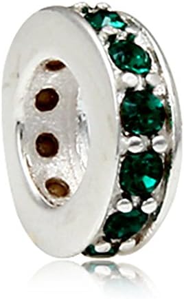 Shining Spacer Charm 925 Sterling Silver Gift Beads Charm fit for Pandora Charms Bracelets (Green)