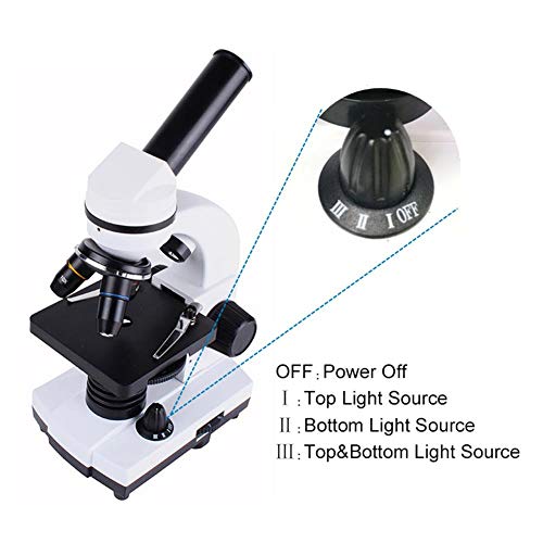 DQQ Educational Biological Microscope for Students Kids 40X-640X 6-Powers Magnification Top and Bottom LED,Accessory Slide Kit