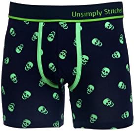 Unsimply Stiched Men's Underwear Boxer Brief-Medium -UNSTBB-2022-B-Lng Skulls Navy Lime