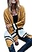 Womens Long Cardigans Yellow Color Block Open Front Long Sleeve Kint Cardigan Sweaters By SUNMMWERY,Yellow,Medium
