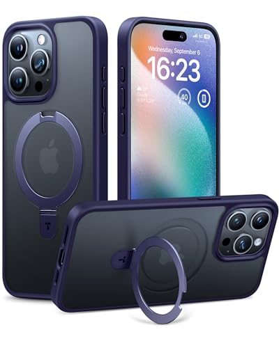 Photo 1 of TORRAS Ultra Magnetic Ostand for iPhone 15 Pro Case [Fit for MagSafe] [Sturdy Stand & Ring Holder] Mil-Grade Shockproof Matte Anti-Scratch Slim Protective Kickstand Phone Case, Purple 6.1"