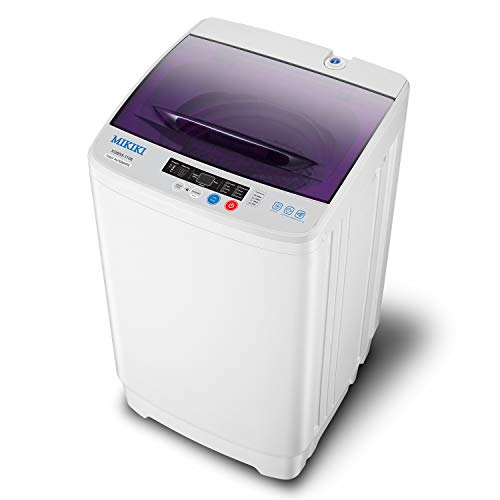 MIKIKI Portable Compact Full-Automatic Washing Machine, 1.8Cu.ft. Laundry Washer & Spinner, Top Load, Fast Wash, Rinse and Spin, Gravity Drainage