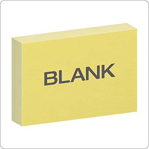 Oxford Blank Color Index Cards, 4" x 6", Canary, 100 Per Pack  (7420 CAN)