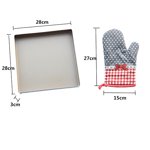 Golden Bakeware Alloy Nonstick Baking Pan 11" 11" + Bowknot Oven Gloves 2 Golden Bakeware Alloy Nonstick Baking Pan 11" 11" + Bowknot Oven Gloves - Image 3