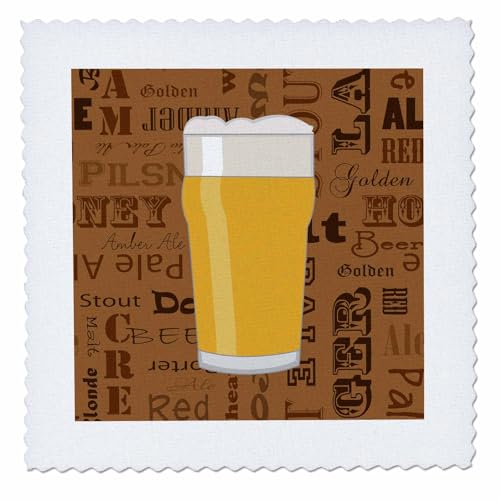 3dRose Beer Lover Series Pint - Quilt Square, 10 by 10-Inch (qs_217259_1)