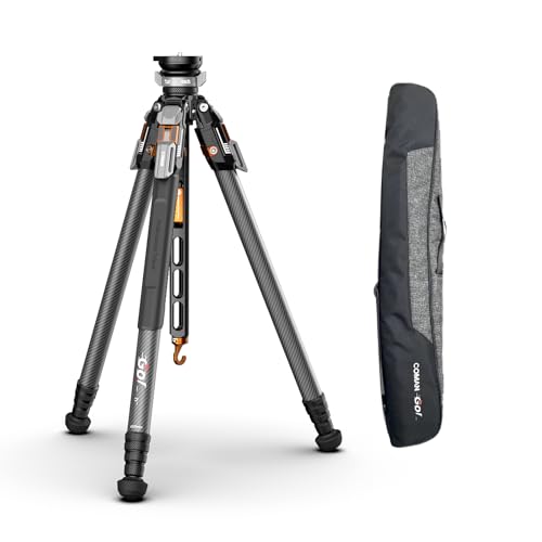 COMAN One Click Full Opening Carbon Fiber Photo Tripod, Professional Video Tripod, Quick Upgrade Ball Head, Max Height 165cm, Max Load Capacity 20kg (T1S)