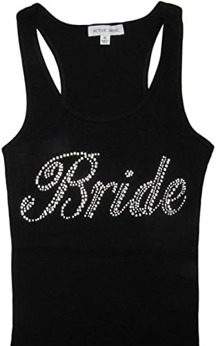 Crystal Bold Script Bride Tank Top (Large, Black)