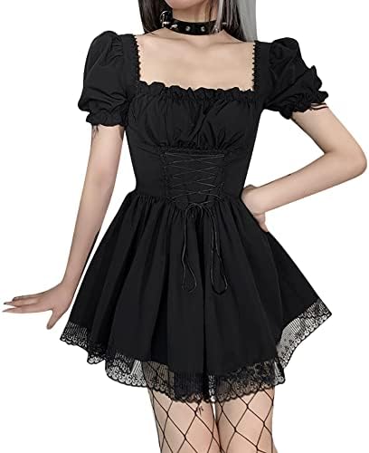 black short victorian dress Victorian Ruffle Collar Short Sleeve Shirtdress XXL