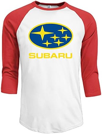 IYaYa Subaru Cars Men's 3/4 Sleeve Raglan Baseball Shirt Red