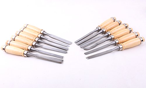 12 Piece Wood Carving Hand Chisel Tool Set Woodworking Professional Gouges With Pouch
