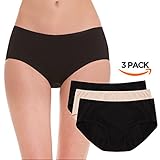 Hesta | Rael Women's Organic Cotton Period Menstrual Sanitary Protective Underwear Panties/3Pack (X-Large, 2Black1Natural)