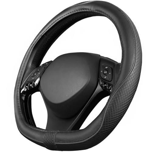 Upgrade4cars D-Form Lenkradbezug in Schwarz | Lenkradschoner Universal | Lenkradhülle für Sommer & Winter | Autozubehör Innenraum Deko