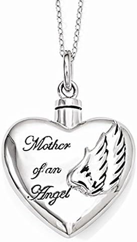 Sterling Silver Heart Shaped Mother Of an Angel Cremation Urn Ash Holder Necklace