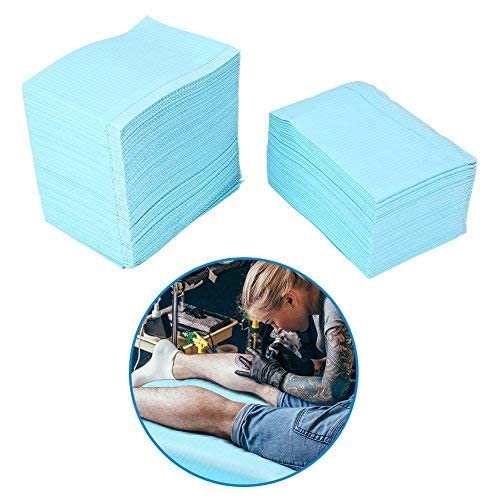 Semme Disposable Waterproof Mat, 125Pcs Tattoo Table Mats Leak-Proof Clean Tablecloths Underpad Beauty Parlor Tattoo Protector Pad Sheet(Blue)