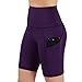 ODODOS High Waist Out Pocket Yoga Short Tummy Control Workout Running Athletic Non See-Through Yoga Shorts,DeepPurple,Mediumthumb 2
