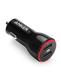Anker cargador USB para auto PowerDrive 2 (24W   4.8A, 2 puertos) para iPhone 6   6 Plus, iPad Air 2   mini 3, Galaxy S6   S6 Edge y más, Negro