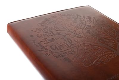 Red Co. Brown Faux Leather Family Photo Album with Embossed Tree – Holds 500 4x6 Photographs