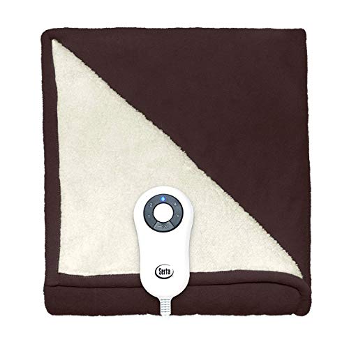 Serta Reversible Sherpa/Fleece Heated Electric Throw Blanket, 50"x60